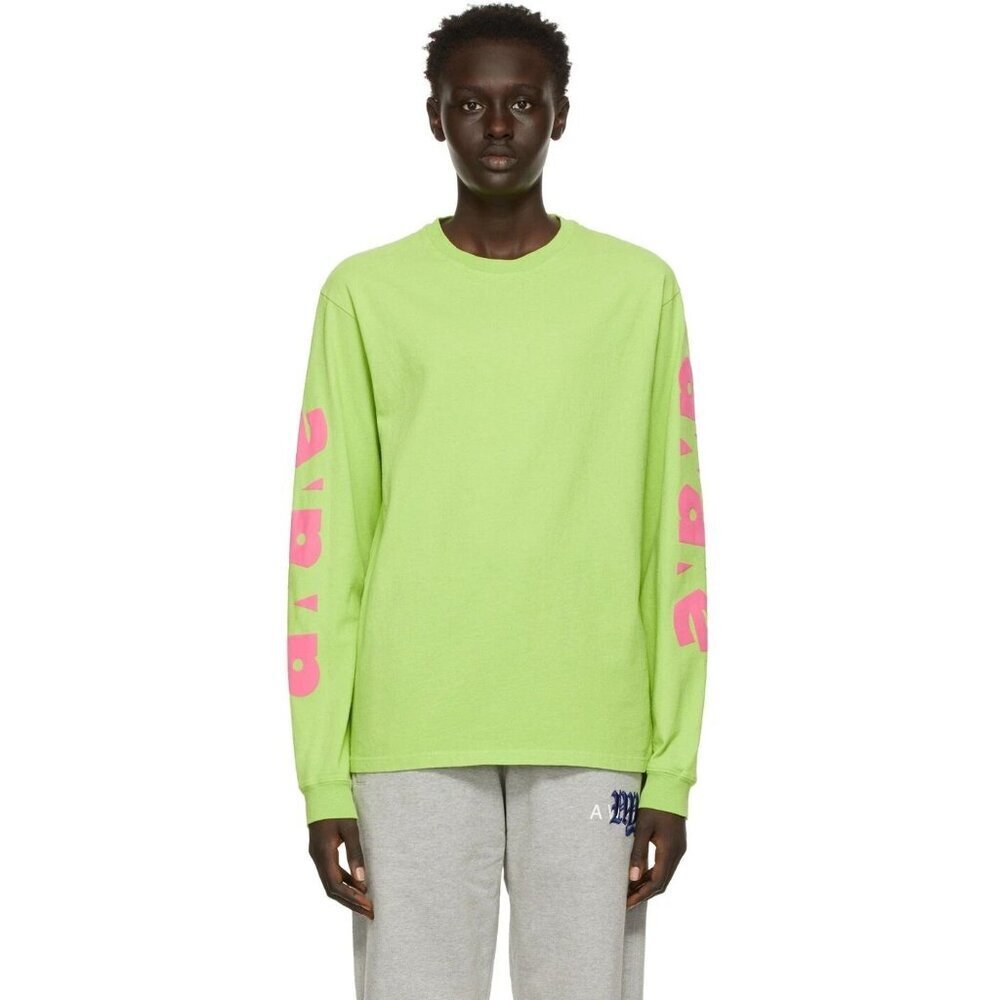 Awake NY Block Out Logo Long Sleeve T-Shirt Size M Mens Green $70